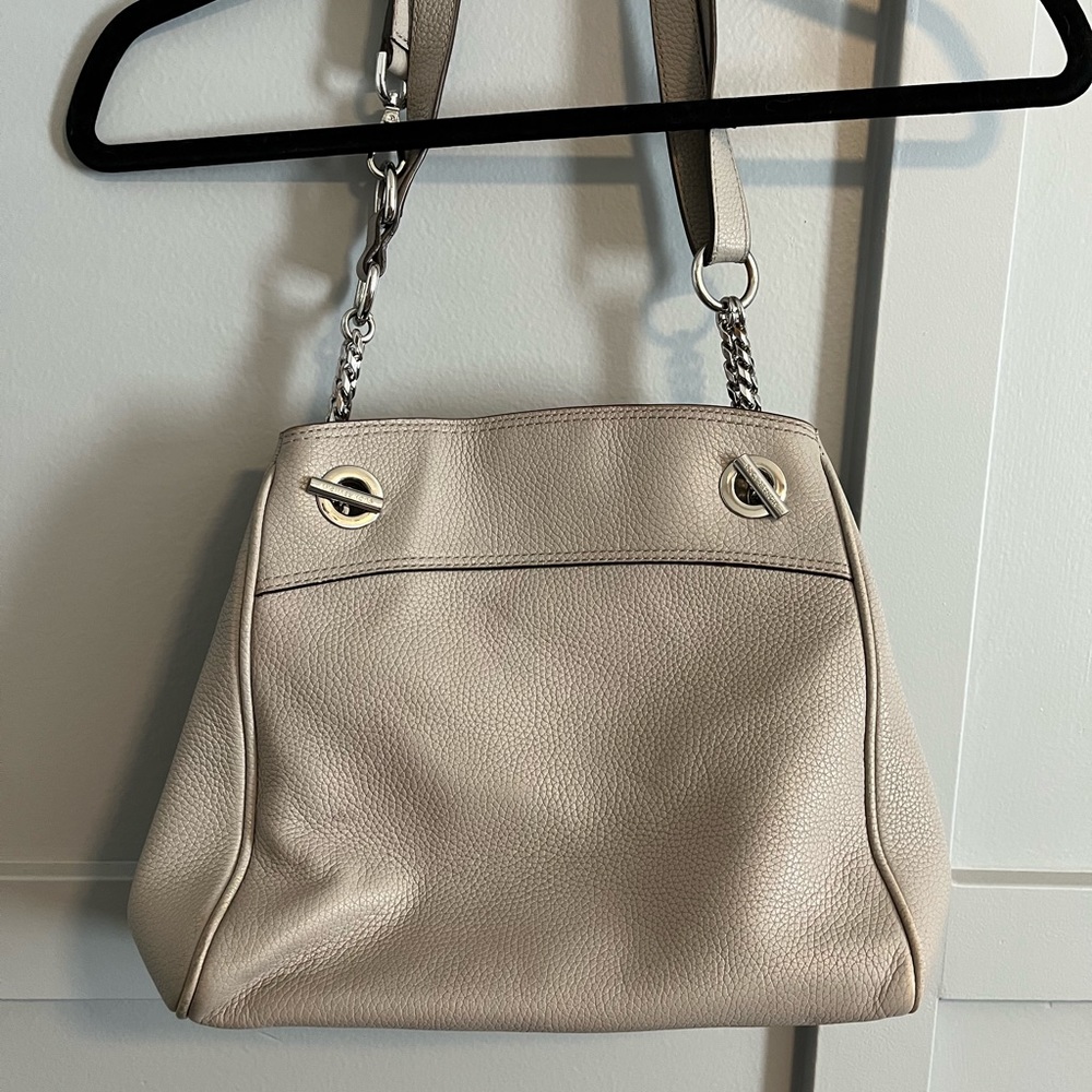 Michael Kors light grey leather shoulder bag